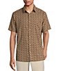 Rowm Big & Tall Short Sleeve Outsider Leaf Print Shirt, Color:Mocha - Image 1