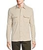 Color:Oatmeal Heather - Image 1 - Big & Tall The Lodge Long Sleeve Solid Jacquard Button Down Knit Shirt