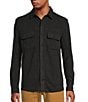Color:Black - Image 1 - Big & Tall The Lodge Long Sleeve Solid Jacquard Button Down Knit Shirt