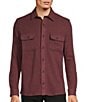 Color:Red - Image 1 - Big & Tall The Lodge Long Sleeve Solid Jacquard Button Down Knit Shirt
