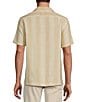 Rowm Big & Tall Tourister Short Sleeve Tonal Stripe Camp Button Front Shirt, Color:Khaki - Image 2