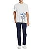Color:White - Image 3 - Blue Sirena Short Sleeve Palm Tree Screen Print T-Shirt
