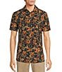 Color:Dark Navy - Image 1 - Crafted Rec & Relax Short Sleeve Textured Floral Print Shirt