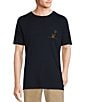 Color:Dark Navy - Image 2 - Crafted Short Sleeve Dragonfly Embroidered Pocket T-Shirt