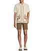 Color:Cream - Image 3 - Crafted Short Sleeve Embroidered Detail Button Front Camp Shirt