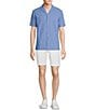 Color:Periwinkle - Image 3 - Crafted Short Sleeve Eyelet Solid Button Front Shirt
