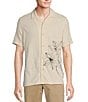 Color:Cream - Image 1 - Crafted Short Sleeve Floral Embroidered Detail Camp Shirt
