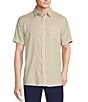 Color:Cream - Image 1 - Crafted Short Sleeve Geometric Floral Button Front Shirt