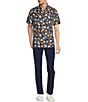 Color:Dark Navy - Image 3 - Crafted Short Sleeve Large Floral Button Front Shirt