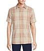 Color:Cream - Image 1 - Crafted Short Sleeve Large Plaid Button Front Shirt