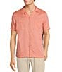 Color:Salmon - Image 1 - Crafted Short Sleeve Solid Camp Button Front Shirt