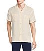 Color:Cream - Image 1 - Crafted Short Sleeve Solid Camp Button Front Shirt