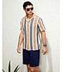 Color:Ginger Brown - Image 5 - Crafted Short Sleeve Stripe Camp Button Front Shirt
