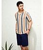 Color:Ginger Brown - Image 6 - Crafted Short Sleeve Stripe Camp Button Front Shirt