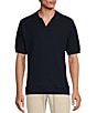 Color:Navy - Image 1 - Crafted Short Sleeve Textured Solid Sweater Knit Johnny Shirt