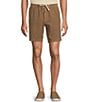 Color:Dark Khaki - Image 1 - Crafted Solid Drawstring Textured Solid 8#double; Inseam Shorts