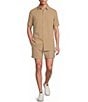 Rowm Drawstring Garment Dyed Solid Texture 7#double; Inseam Shorts - Image 3