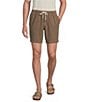 Rowm Drawstring Garment Dyed Solid Texture 7#double; Inseam Shorts - Image 1