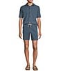 Rowm Flat Front Drawstring Garment Dyed Solid 7#double; Inseam Waffle Shorts, Color:Navy - Image 3