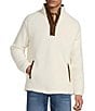 Rowm Long Sleeve Embroidered Fleece Quarter Zip, Color:White - Image 1