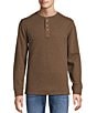 Rowm Long Sleeve Garment Washed Solid Waffle Henley Shirt, Color:Brown - Image 1