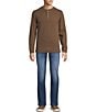 Rowm Long Sleeve Garment Washed Solid Waffle Henley Shirt, Color:Brown - Image 3