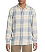 Rowm Long Sleeve Herringbone Medium Plaid Woven Shirt, Color:White - Image 1