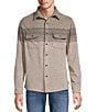 Rowm Long Sleeve Jacquard Engineered Stripe Button Front Shirt, Color:Oatmeal - Image 1