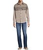 Rowm Long Sleeve Jacquard Engineered Stripe Button Front Shirt, Color:Oatmeal - Image 3