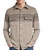 Rowm Long Sleeve Jacquard Engineered Stripe Button Front Shirt, Color:Oatmeal - Image 1
