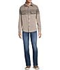 Rowm Long Sleeve Jacquard Engineered Stripe Button Front Shirt, Color:Oatmeal - Image 3