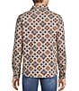 Rowm Long Sleeve Jacquard Multi Geo Print Button Front Shirt, Color:Oatmeal - Image 2