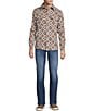 Rowm Long Sleeve Jacquard Multi Geo Print Button Front Shirt, Color:Oatmeal - Image 3