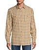 Rowm Long Sleeve Small Check Slub Button Front Woven Shirt, Color:Vintage Chino - Image 1