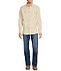 Rowm Long Sleeve Solid Slub Button Front Woven Shirt, Color:Ecru - Image 3