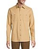 Rowm Long Sleeve Solid Textured Woven Shirt, Color:Khaki - Image 1