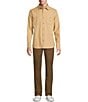 Rowm Long Sleeve Solid Textured Woven Shirt, Color:Khaki - Image 3