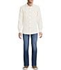 Rowm Long Sleeve Solid Waffle Button Front Shirt, Color:White - Image 3
