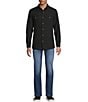 Rowm Long Sleeve Solid Waffle Button Front Shirt, Color:Black - Image 3