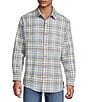 Rowm Long Sleeve Textured Medium Plaid Slub Shirt, Color:Blue - Image 1