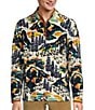 Color:Ecru - Image 1 - Nomad Collection Long Sleeve Fleece Abstract Scenic Print Quarter-Zip Pullover