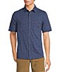 Color:Dark Blue - Image 1 - On The Range Short Sleeve Geometric Print Coatfront Shirt