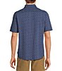 Color:Dark Blue - Image 2 - On The Range Short Sleeve Geometric Print Coatfront Shirt