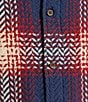 Color:Navy - Image 4 - On The Range Short Sleeve Herringbone Plaid Shirt