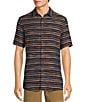 Color:Dark Navy - Image 1 - On The Range Short Sleeve Space Dyed Textured Horizontal Striped Shirt