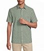 Rowm Performance Rec + Relax Short Sleeve Flower Print Textured Shirt - Image 1