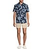 Rowm Performance Rec + Relax Short Sleeve Large Leaf Print Textured Shirt, Color:Dark Navy - Image 3