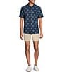 Rowm Performance Rec + Relax Short Sleeve Line Medallion Print Textured Shirt, Color:Dark Navy - Image 3