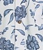 Rowm Performance Rec + Relax Short Sleeve Sketch Floral Print Textured Shirt, Color:White - Image 4