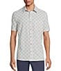 Rowm Performance Rec + Relax Short Sleeve Tile Print Textured Shirt, Color:White - Image 1